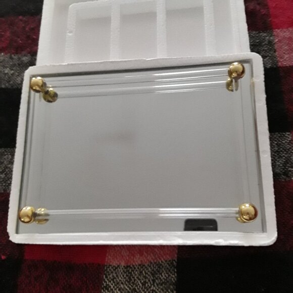 Vintage Luxury Vanity Tray with Gold Plated Trim and Mirrored Base NIB - Picture 2 of 5
